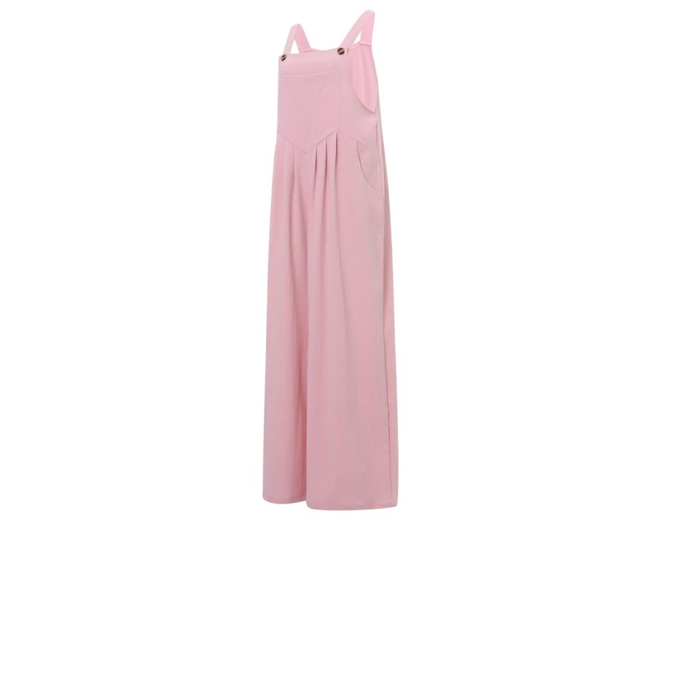 Pink Wide Leg Overalls Textured Adjustable Strap Jumpsuit Small Casual Boho